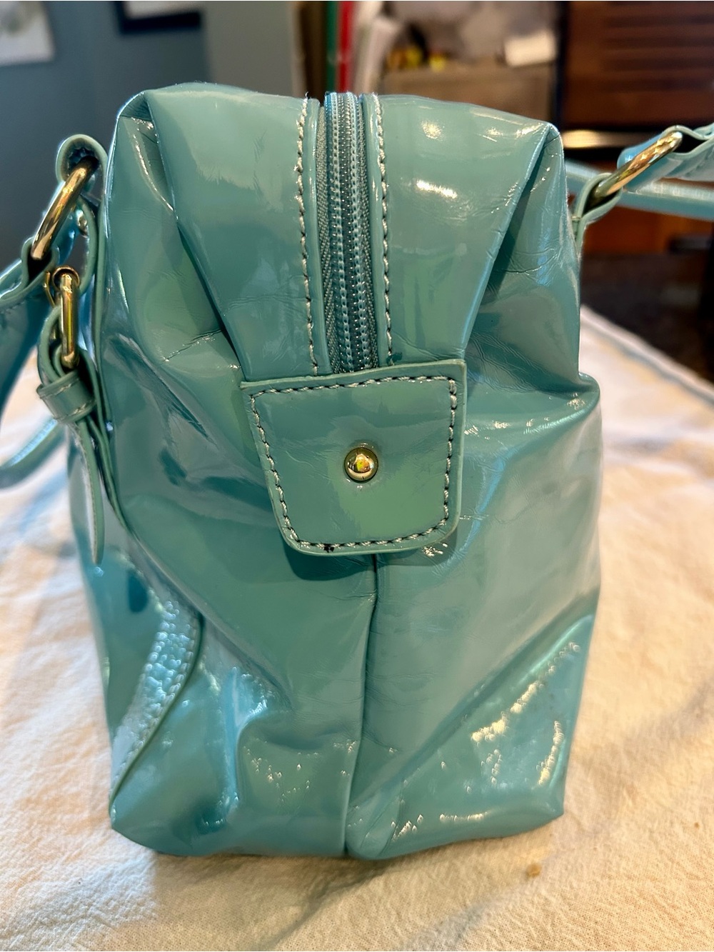 Fabulous Tommy Hilfiger baby blue Patent Satchel- excellent condition. - Picture 6 of 9